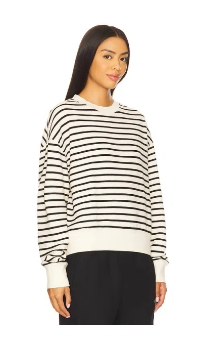 Anine Bing Striped Crew Neck Sweatshirt In White