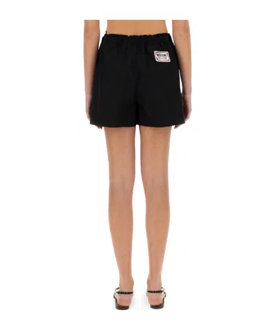 Moschino Drawstring Elastic Waist Shorts In Black