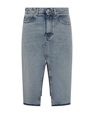 Stella Mccartney Asymmetrical Denim Skirt In Blue