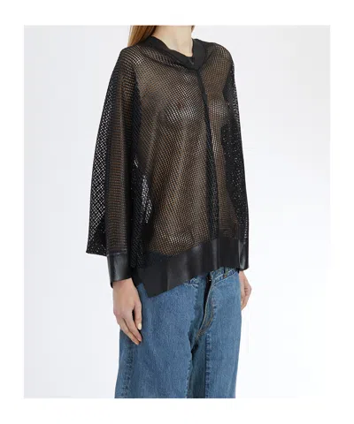 Junya Watanabe Oversized Open-work Sweater In Black