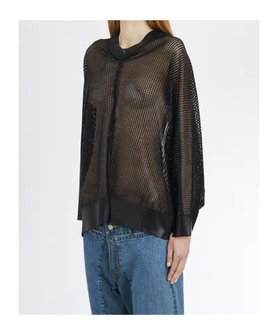 Junya Watanabe Oversized Open-work Sweater In Black