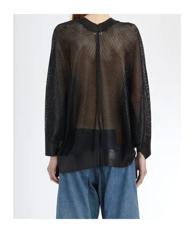 Junya Watanabe Oversized Open-work Sweater In Black