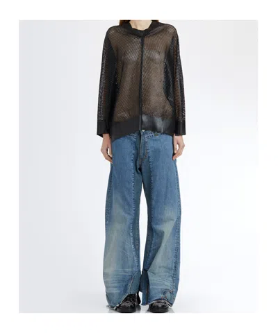 Junya Watanabe Oversized Open-work Sweater In Black