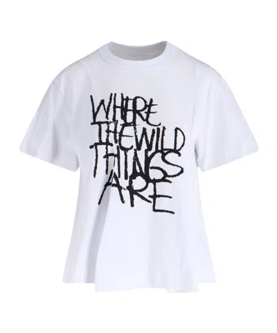 Sacai Where The Wild Things Are Cotton Jersey T-shirt In White