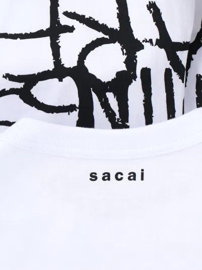 Sacai Where The Wild Things Are Cotton Jersey T-shirt In White