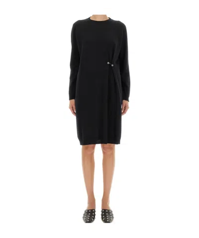 Fabiana Filippi Knit Dress With Brooch In Black