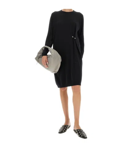 Fabiana Filippi Knit Dress With Brooch In Black