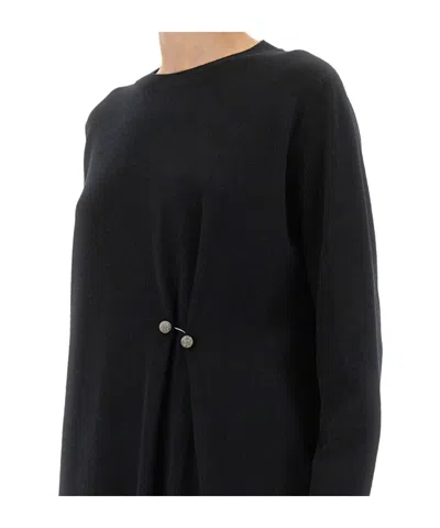 Fabiana Filippi Knit Dress With Brooch In Black