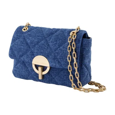 Vanessa Bruno Nano Moon Quilted Chain Shoulder Bag In Blue