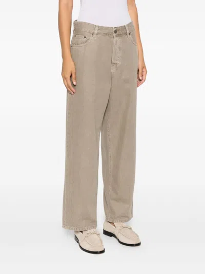 Haikure Five-pocket Denim Trousers In Brown