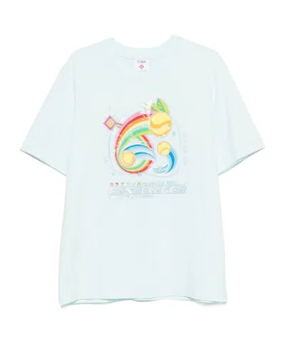 Casablanca T-shirt In Cotone Azzurro Pastello Uomo In Blue