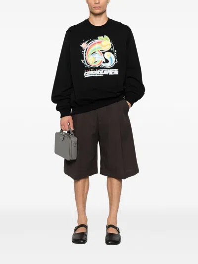 Casablanca Graphic Print Crew Neck Sweater In Black