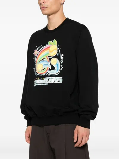 Casablanca Graphic Print Crew Neck Sweater In Black