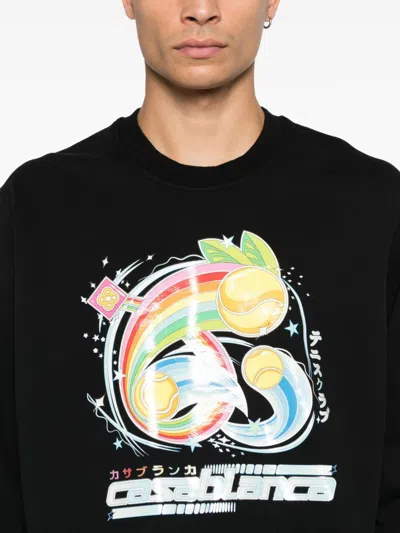 Casablanca Graphic Print Crew Neck Sweater In Black