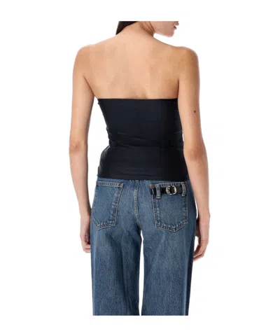 Coperni Buckle Detail Ruched Strapless Top In Black