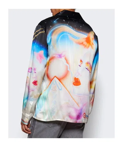 Casablanca Mens Galactic Connection Cuban-collar Graphic-pattern Silk Shirt In Multi