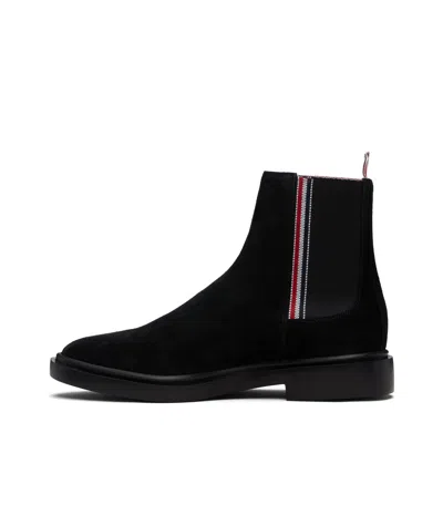 Thom Browne Elastic-panel Suede Boots In Black