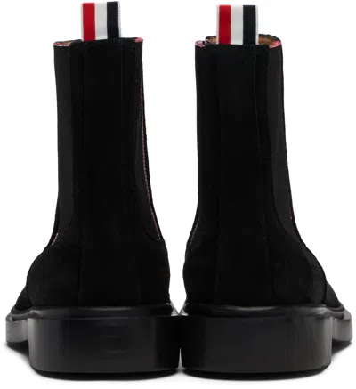 Thom Browne Elastic-panel Suede Boots In Black