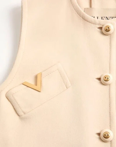 Valentino Short Dress In Wool And Cashmere In Neutral