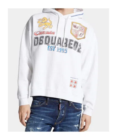 Dsquared2 Dsquared Men Hoodie Hand-drawn In White