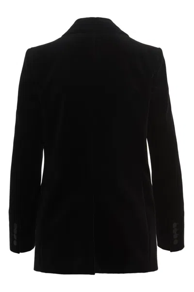 Blazé Milano Blaze Milano Everyday Double-breasted Velvet Blazer In Black
