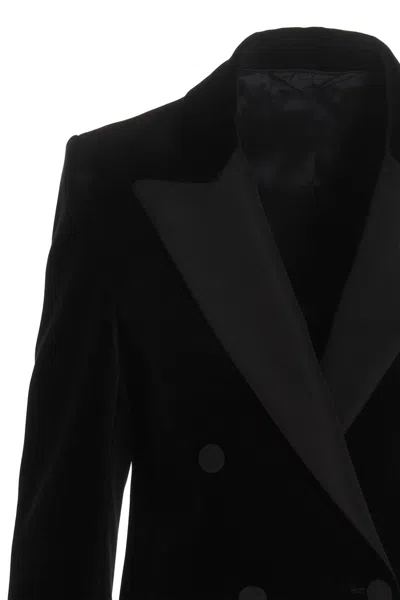 Blazé Milano Blaze Milano Everyday Double-breasted Velvet Blazer In Black