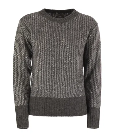 Herno Alpaca And Wool Crewneck Sweater In Gray