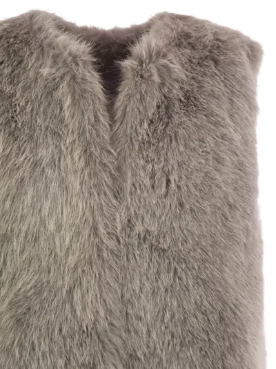 Herno Grey Sleeveless Vest With Concealed Closure On The Front In Ecofur Woman In Gray
