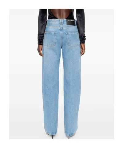 Mugler Lace-up Detail Denim Trousers With Back Pockets In Blue
