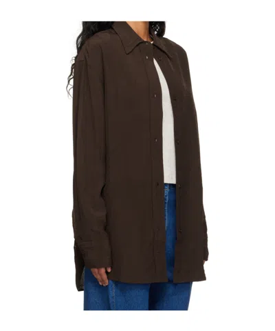 Studio Nicholson Textured Button-down Shirt In Brown