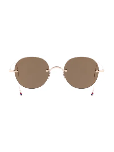 Thom Browne 938a Round-frame Metal Sunglasses In Brown