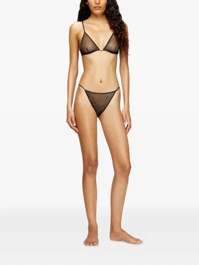 Diesel Glitter-effect Triangle Bra In Black