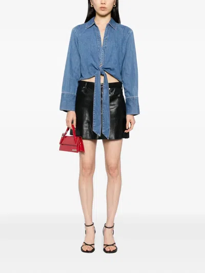 Alice And Olivia Hannon Chambray Top In Blue