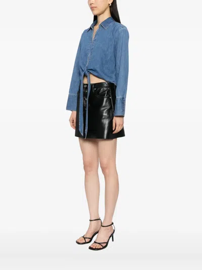 Alice And Olivia Hannon Chambray Top In Blue