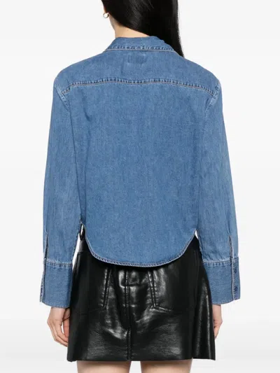 Alice And Olivia Hannon Chambray Top In Blue