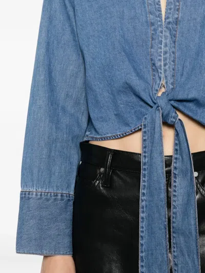 Alice And Olivia Hannon Chambray Top In Blue