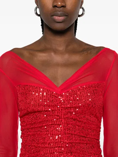 Atu Body Couture Sequin-embellished Mesh Maxi Dress In Red