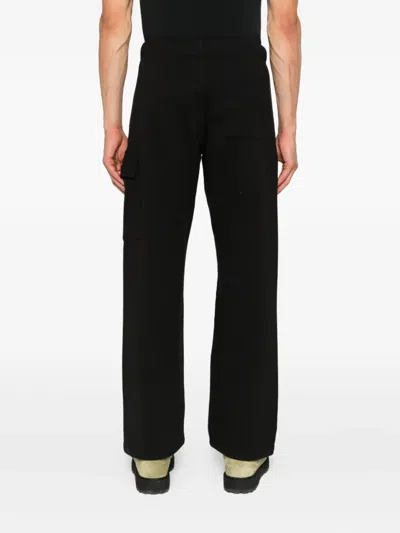 C.p. Company Black Linen And Cotton Blend Utility Trousers In Black