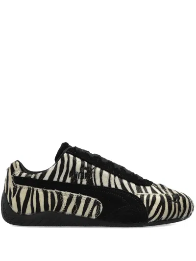 Puma Womens Zebra Pony Warm White Pu Speedcat Og Suede Low-top Trainers In Black