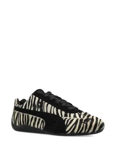 Puma Womens Zebra Pony Warm White Pu Speedcat Og Suede Low-top Trainers In Black