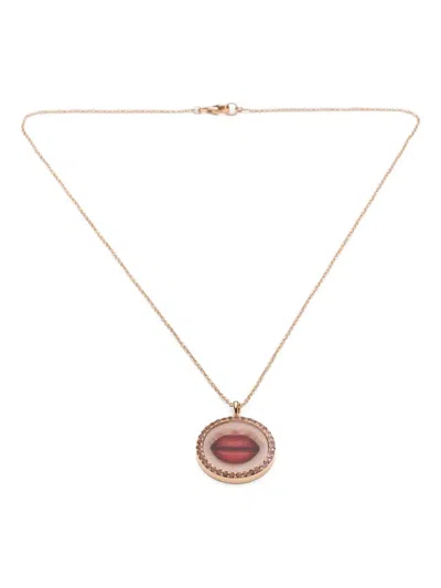 Francesca Villa 18k Rose Gold Sapphire Lips Necklace In Gold
