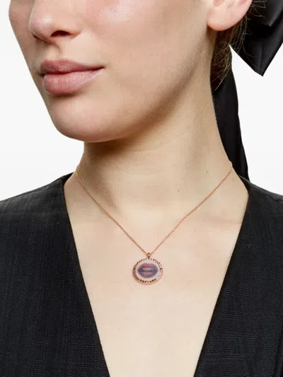 Francesca Villa 18k Rose Gold Sapphire Lips Necklace In Gold