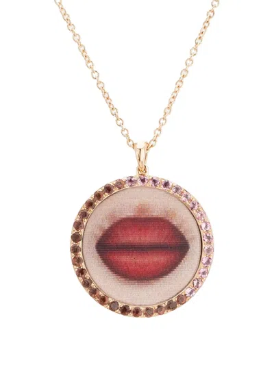 Francesca Villa 18k Rose Gold Sapphire Lips Necklace In Gold