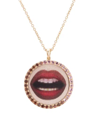 Francesca Villa 18k Rose Gold Sapphire Lips Necklace In Gold