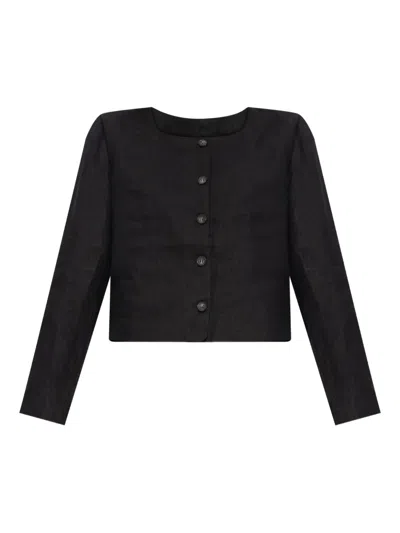 Posse Emma Button-front Linen Jacket In Black