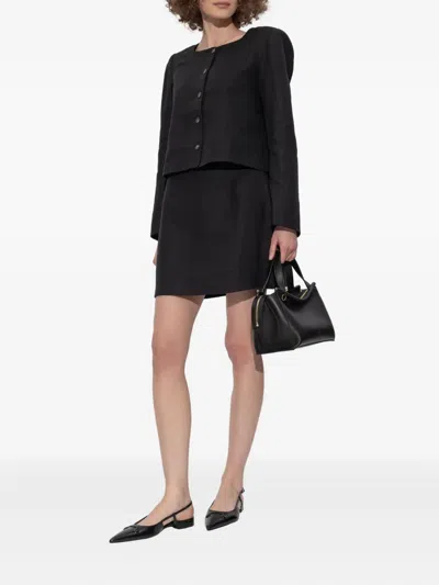 Posse Emma Button-front Linen Jacket In Black