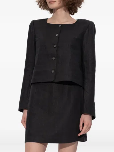 Posse Emma Button-front Linen Jacket In Black