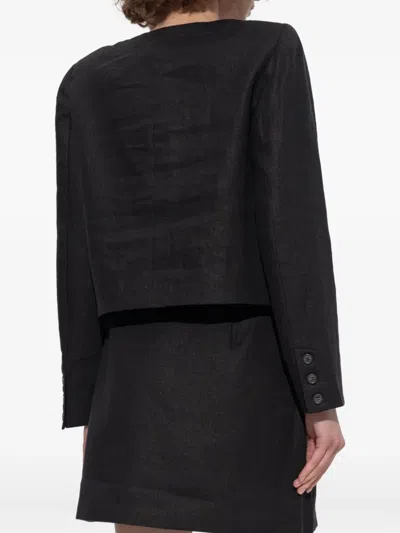Posse Emma Button-front Linen Jacket In Black