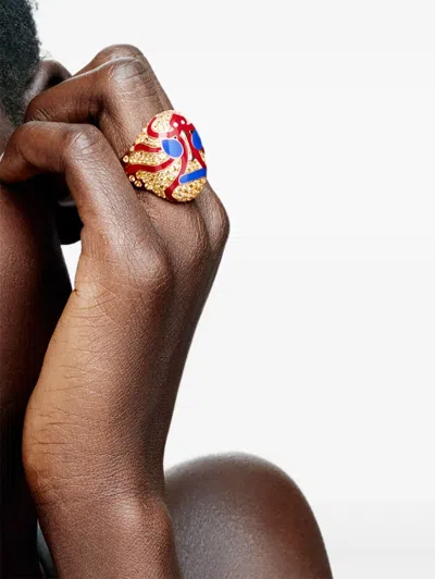 Francesca Villa 18k Rose Gold The Octopus Man Ring In Brown