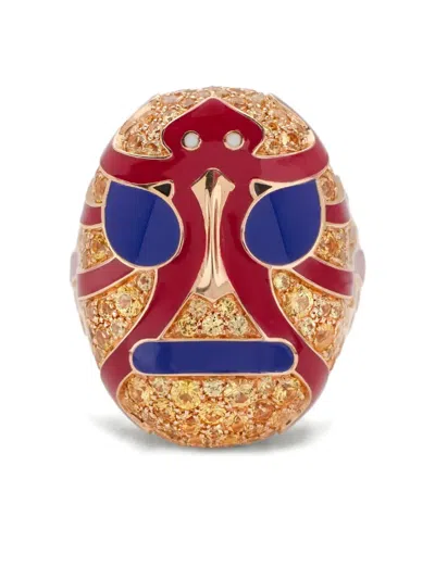 Francesca Villa 18k Rose Gold The Octopus Man Ring In Brown